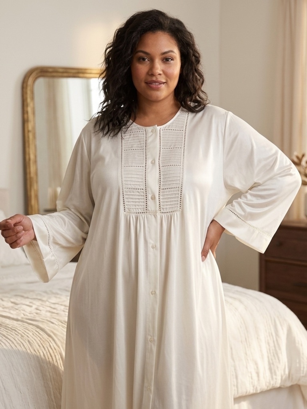 VTG Gossard Artemis Peignoir Nightgown 3XL Cream Ivory Coquette Cottagecore